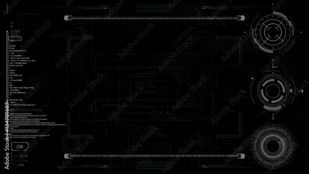 PNG alpha Futuristic HUD panel.Technological HUD interface with additional element.Great opener. Good for tech titles and background, news headline business intro screensaver.