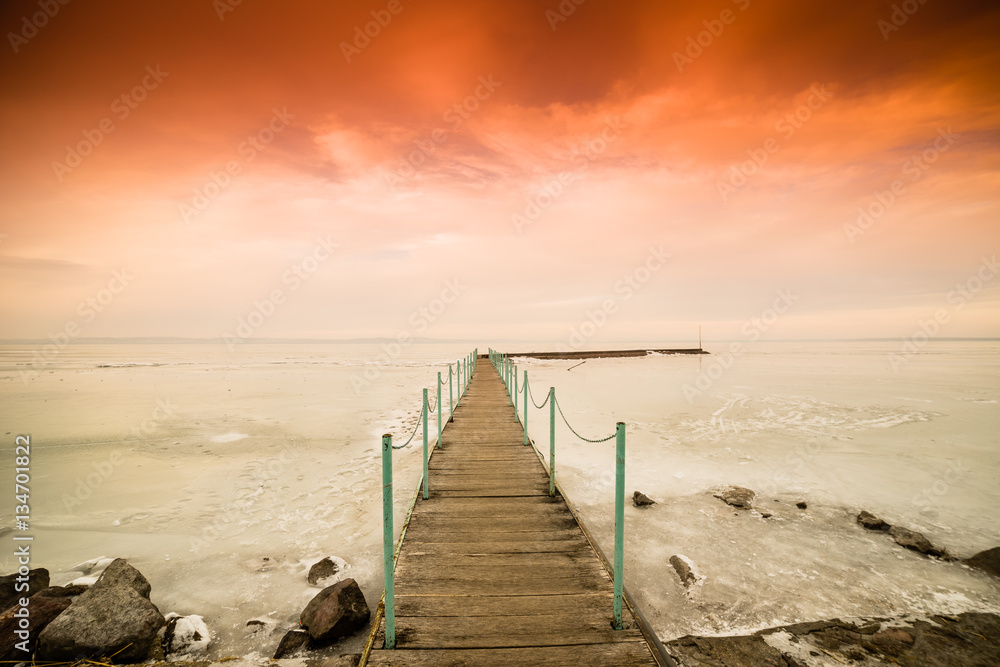 Obraz premium frozen lake Balaton