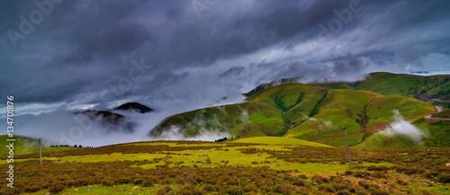 Great view of the alpine valley that glowing