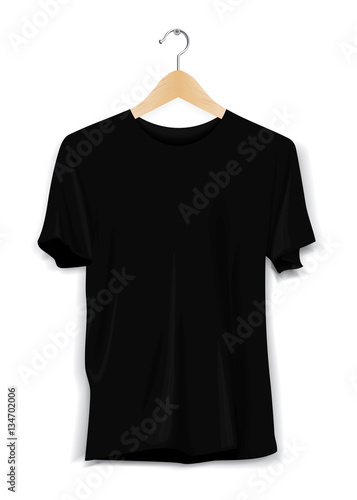 Mock-up T shirt Template Hanger Advertising Store Fashion Casual Apparel Black