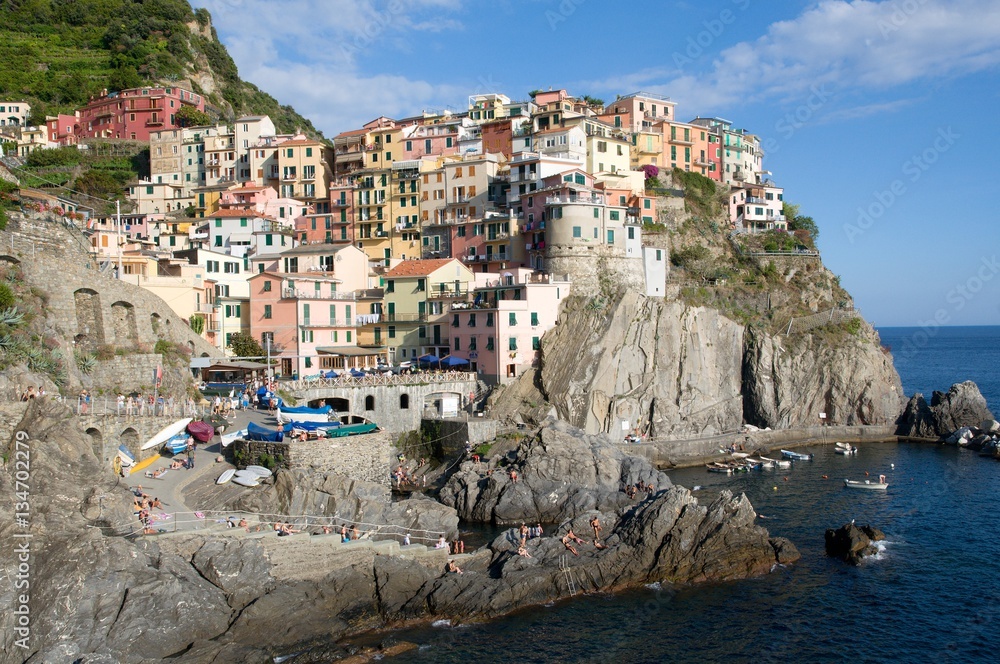 Village Manarola on the Cinque Terre sea coast, Liguria, Italy