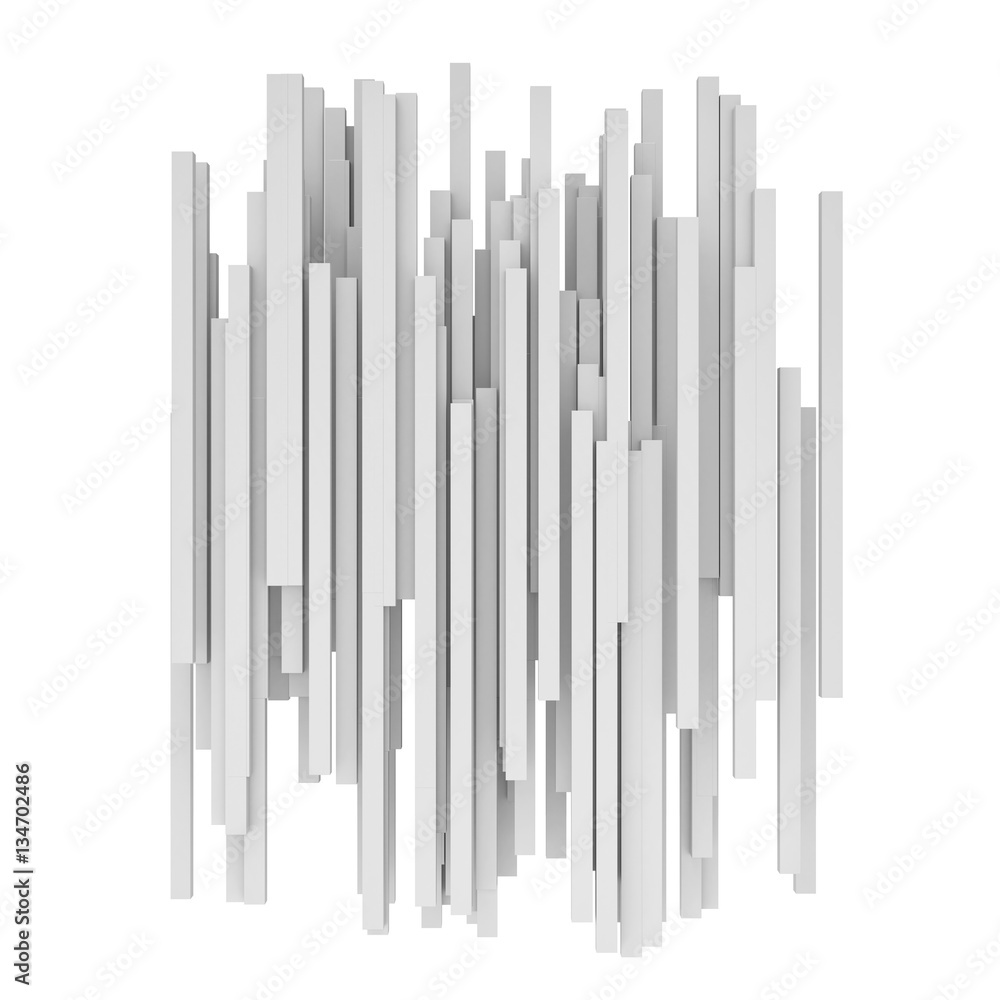 Rendering of abstract different sized lines on white background Rendering of abstract different sized lines on white background