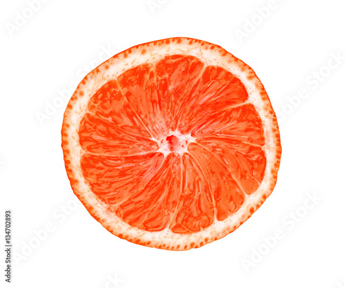 Fresh slice of grapefruit isolated on white photo