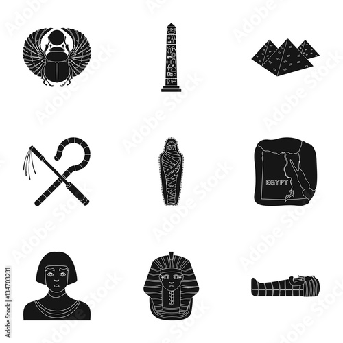 Ancient Egypt set icons in black style. Big collection of ancient Egypt vector symbol stock illustration