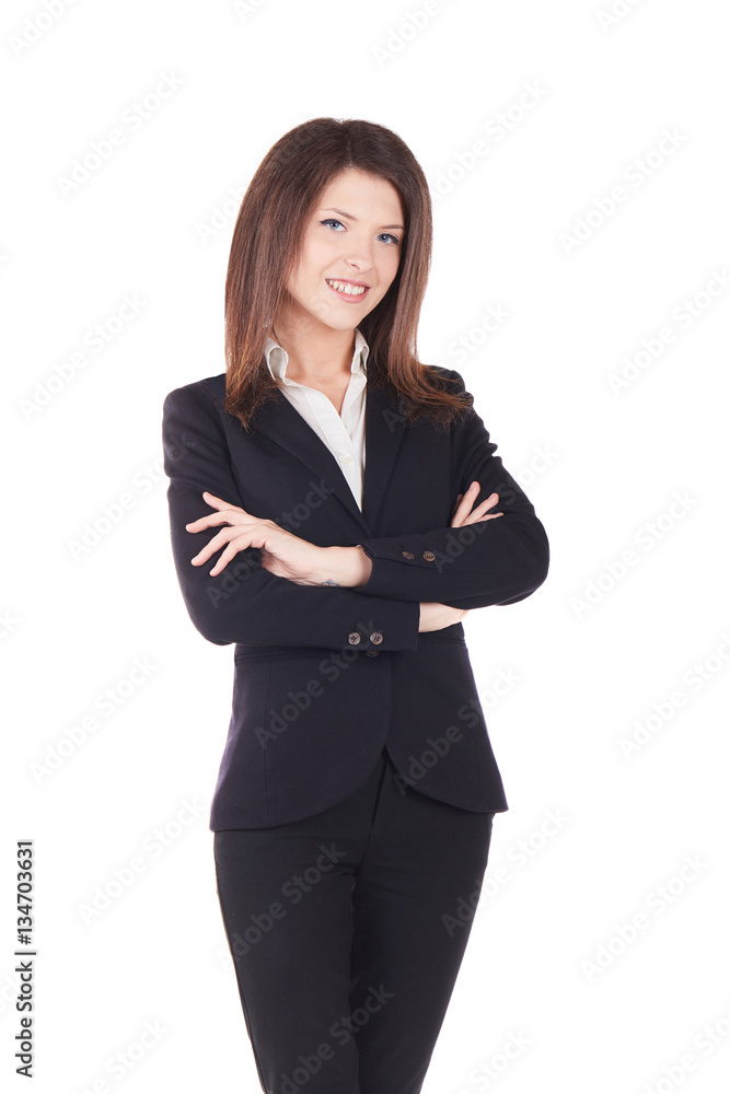 Portrait of young happy smiling businesswoman, isolated on white background Portrait of young happy smiling businesswoman, isolated on white background