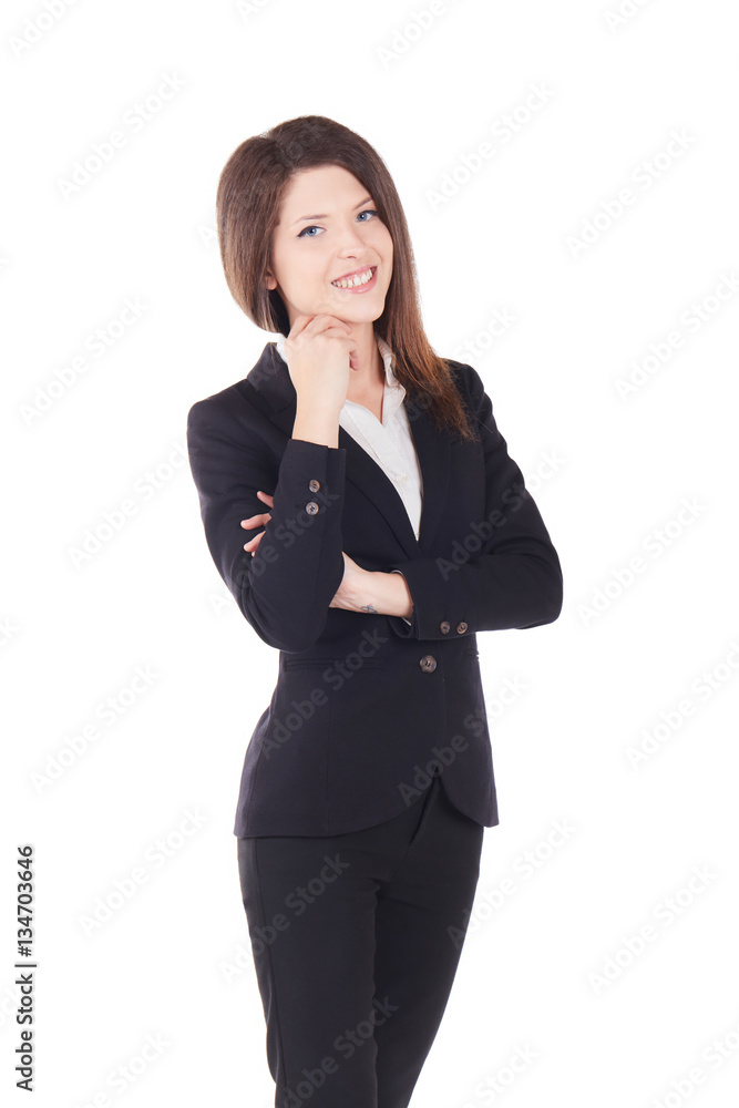 Portrait of young happy smiling businesswoman, isolated on white background Portrait of young happy smiling businesswoman, isolated on white background