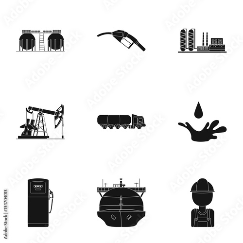 Oil industry set icons in black style. Big collection of oil industry vector symbol stock illustration
