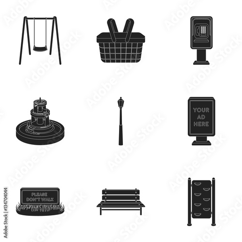 Park set icons in black style. Big collection of park vector symbol stock illustration