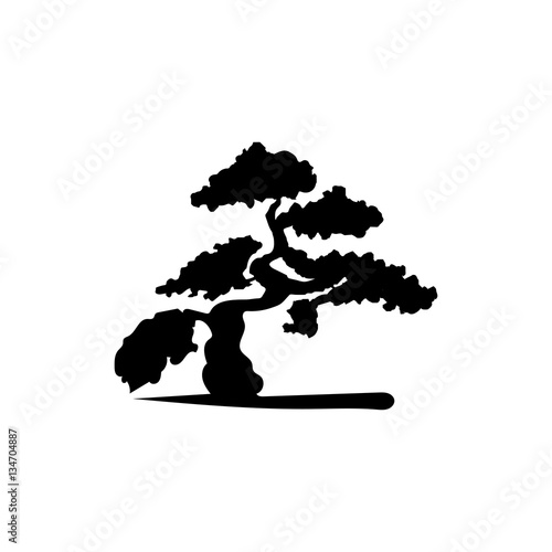 Vector silhouette of bonsai tree.