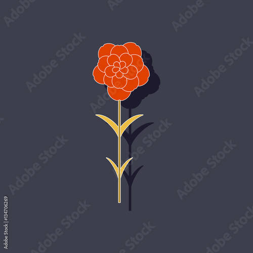 paper sticker on stylish background plant Dianthus