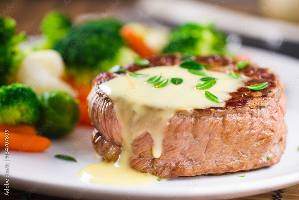 Fillet of beef with béarnaise sauce. Fillet of beef with béarnaise sauce.