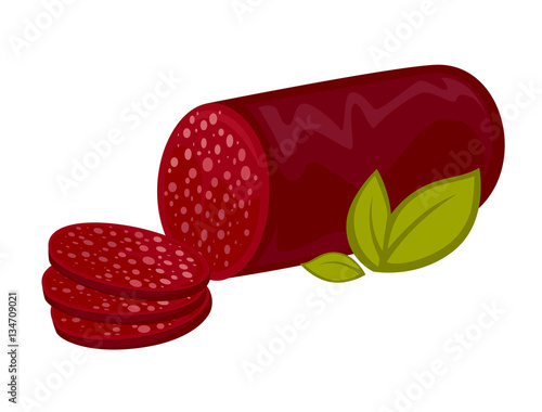 Salami or pepperoni vector icon.
