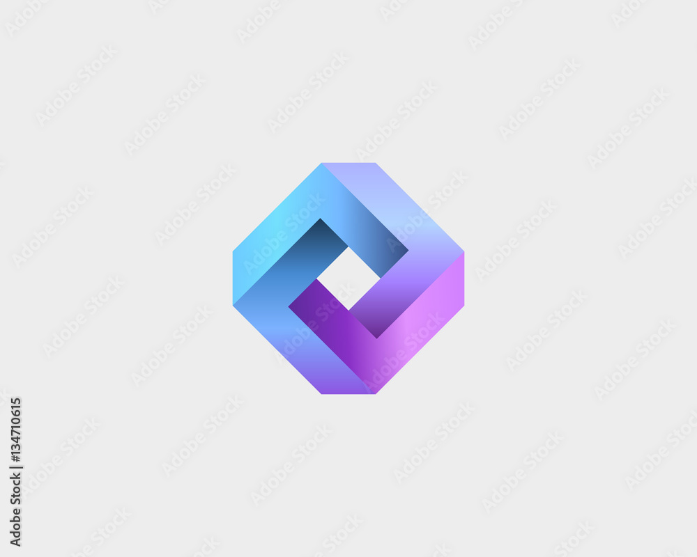 Abstract infinity cube logo design template. Geometric gradient logotype. Universal rhomb vector icon symbol. Abstract infinity cube logo design template. Geometric gradient logotype. Universal rhomb vector icon symbol.