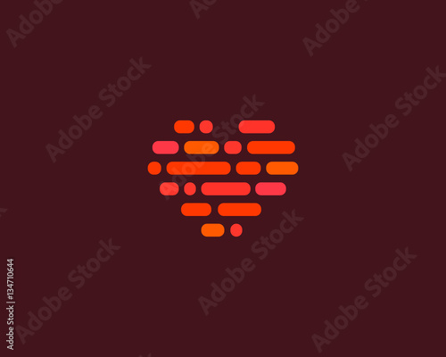 Love heart social vector logotype. Abstract line dot code medical science logo icon sign. Modern valentines day symbol mark.