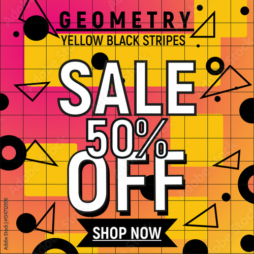 Geometry retro memphis 90s 80s poster for 50 sale