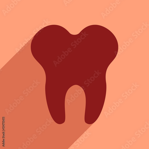 Flat style icon with long shadow tooth