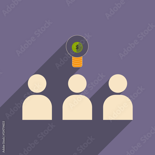 Flat with shadow icon group of people think