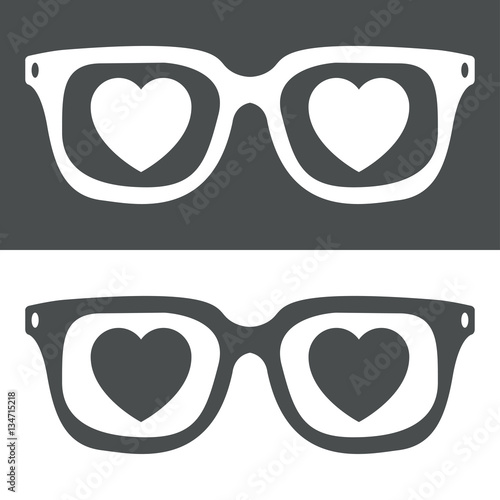 Icono plano gafas con corazones gris y blanco