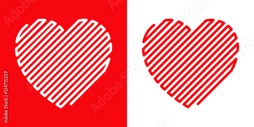 Icono plano laberinto corazon rojo y blanco