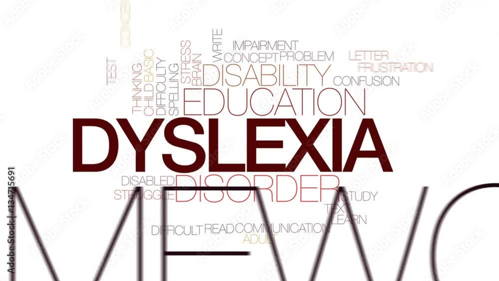 Dyslexia animated word cloud, text design animation. Kinetic typography. Dyslexia animated word cloud, text design animation. Kinetic typography.