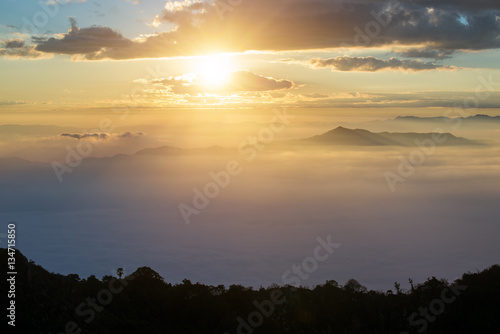 Landscape of Chiang Dao mountain with cloud in Chiangmai, Thailad