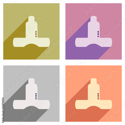 Set of flat icons with long shadow extractor hood