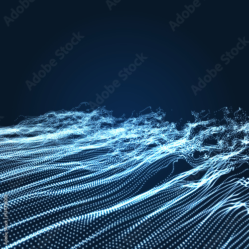 Wave Background. Ripple Grid. Abstract Vector Illustration.