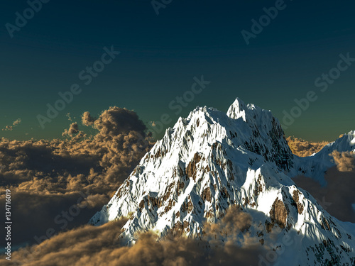 3d illustration dramatic alpine landscape