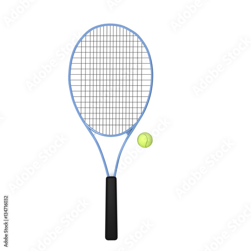 3d illustration blue tennis racket with ball © MIRCEA GRAU