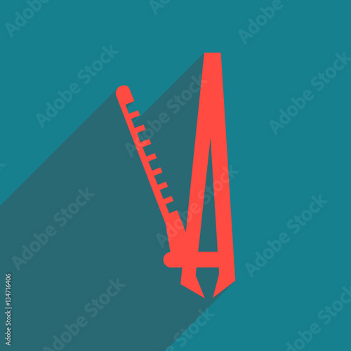 Flat icon with long shadow women Electric hair curlers
