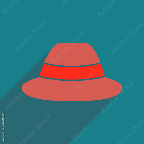 Flat icon with long shadow hat hipster