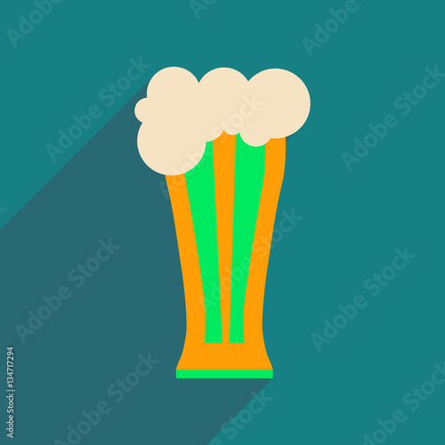 Flat web icon with long shadow glass of beer