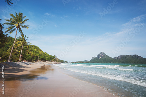 Ao Manao Beach Surrounded By Limestone Hills Emerging from the Sea near Town of Prachuap Khiri Khan, Thailand