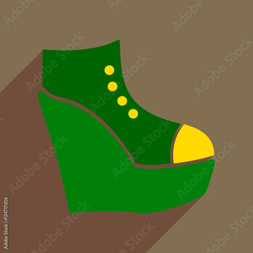 Flat icon with long shadow platform shoes