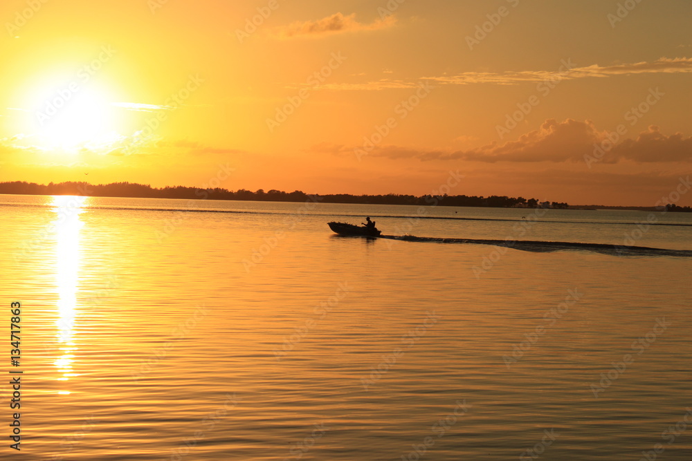 Sunset boater