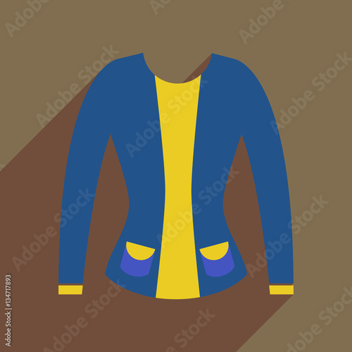 Flat icon with long shadow women cardigan