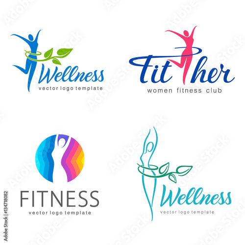 Fitness and wellness vector logo design