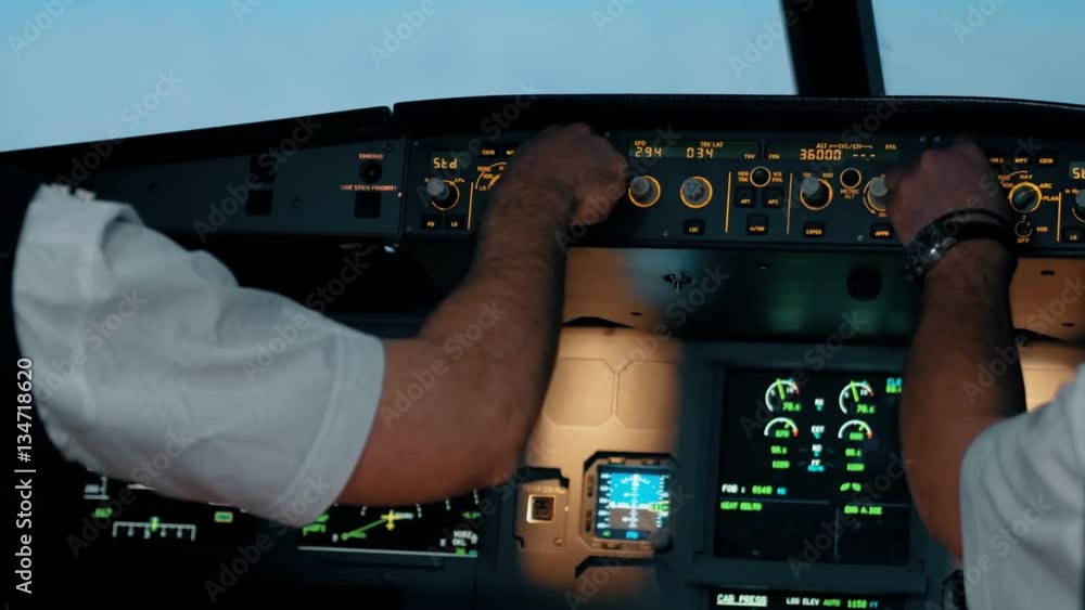 Close shot of cabin cockpit interior of Airbus A319 A320 A321. Flight ...