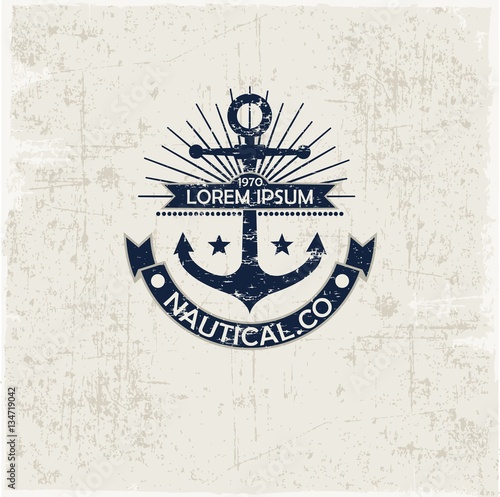 Inspirational themplate of Nautical Style Logo, Emblem Designs. Vintage sea label. photo