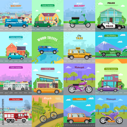 Different Means of Transportation. Auto Icons.