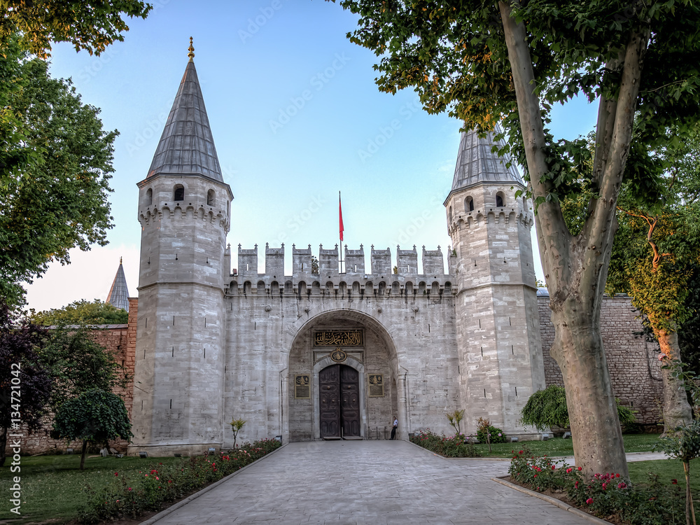 Istanbul, Turkey - June 23, 2015: The entrance of the Topkapi Palace, Gate of Salutations, Topkapi Palace