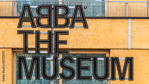 Stockholm, Sweden - October 28, 2016: ABBA the Museum sign at entrance
