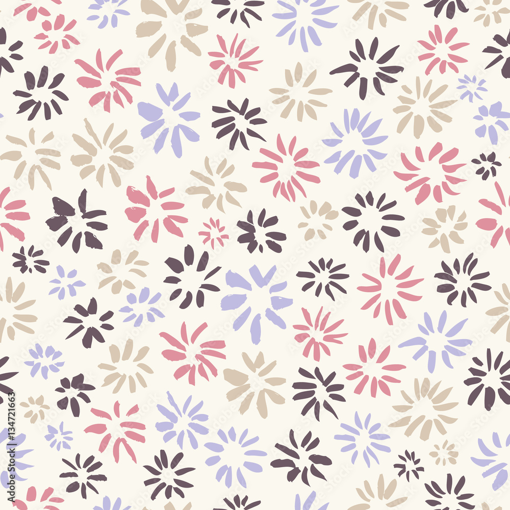 Ink seamless pattern with flowers in sketchy style. Artistic background Ink seamless pattern with flowers in sketchy style. Artistic background