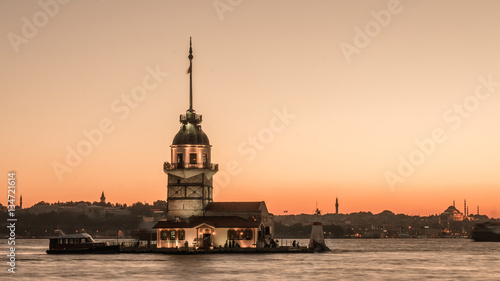 Istanbul, Turkey, September 23, 2012: View of the Maiden's Tower also known as Leander's Tower as seen from Uskudar in Istanbul. photo