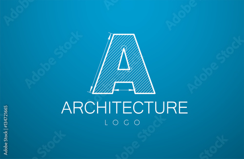 logo template letter A  in the style of a technical drawing.