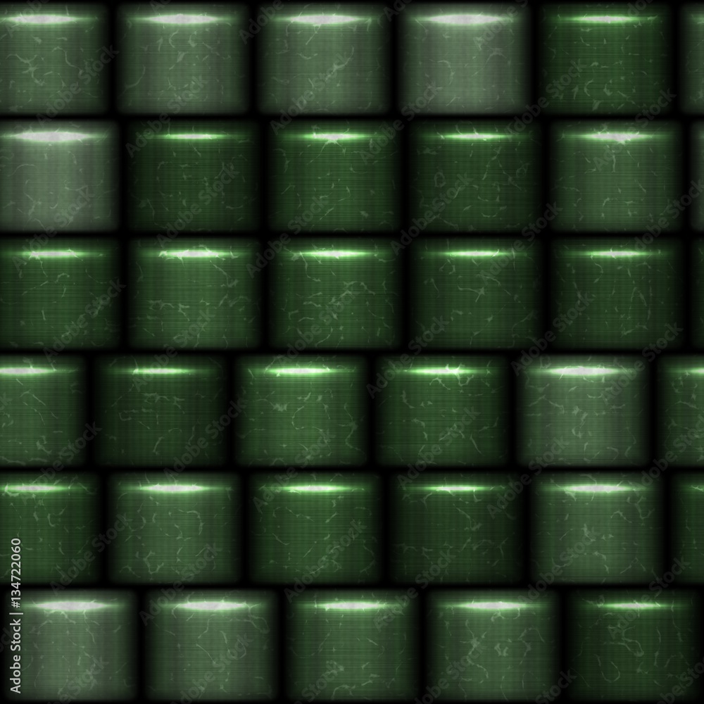 Naklejka premium Green abstract shiny 3d metal oval cubes background