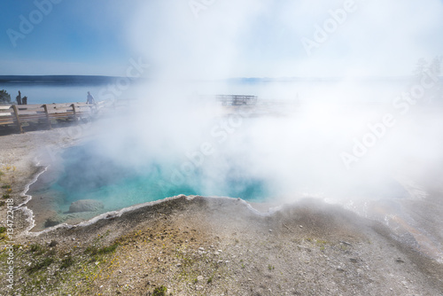 Blue Geyser Pool at Yellowstone Lake in Yellowstone National park