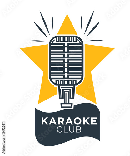 Karaoke club and bar vector label or logotype design