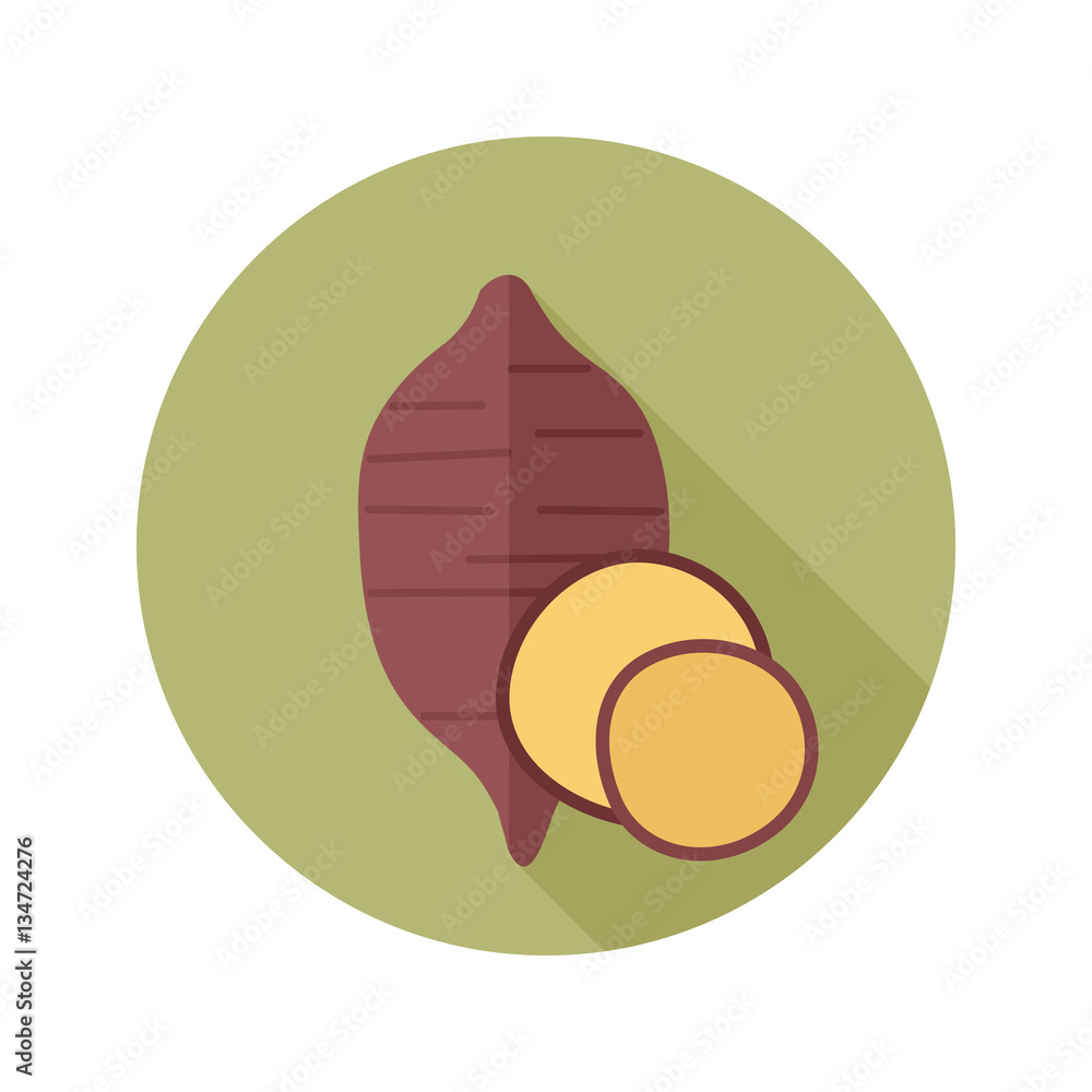Obraz premium Sweet potato flat icon. Batata. Vegetable vector