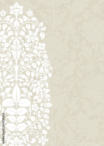 wedding card design, paisley floral pattern , royal India